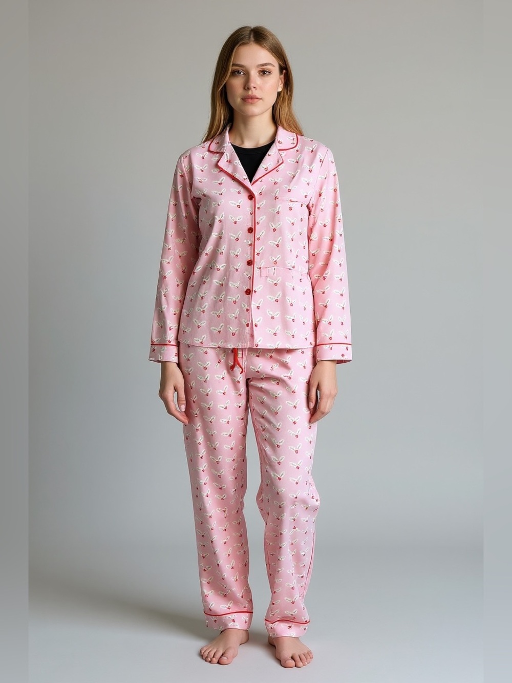 PJ Salvage New Women's Pink Printed Classic Pajama Set